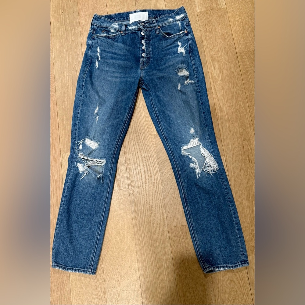 MOTHER Superior Distressed Straight Leg Jeans